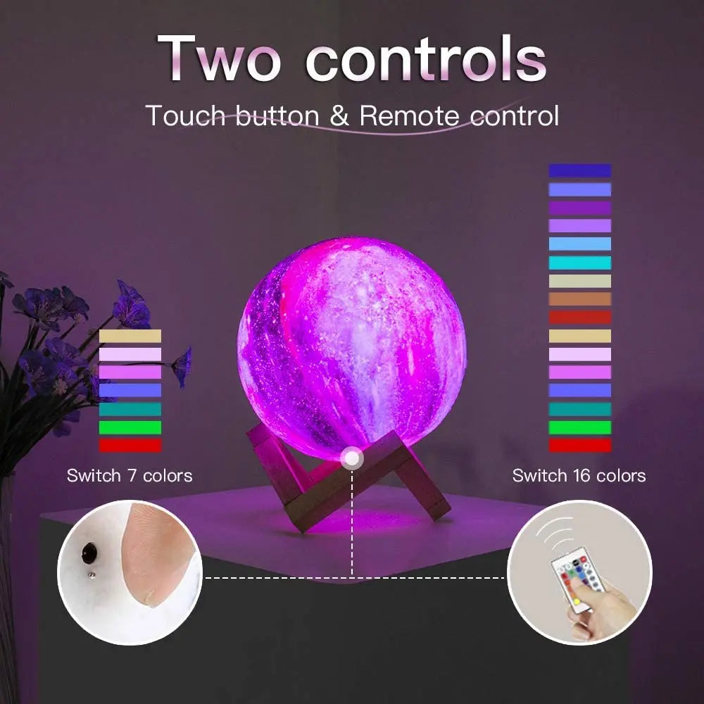 LED 3D Star Moon Lamp - Remote Control Night Light